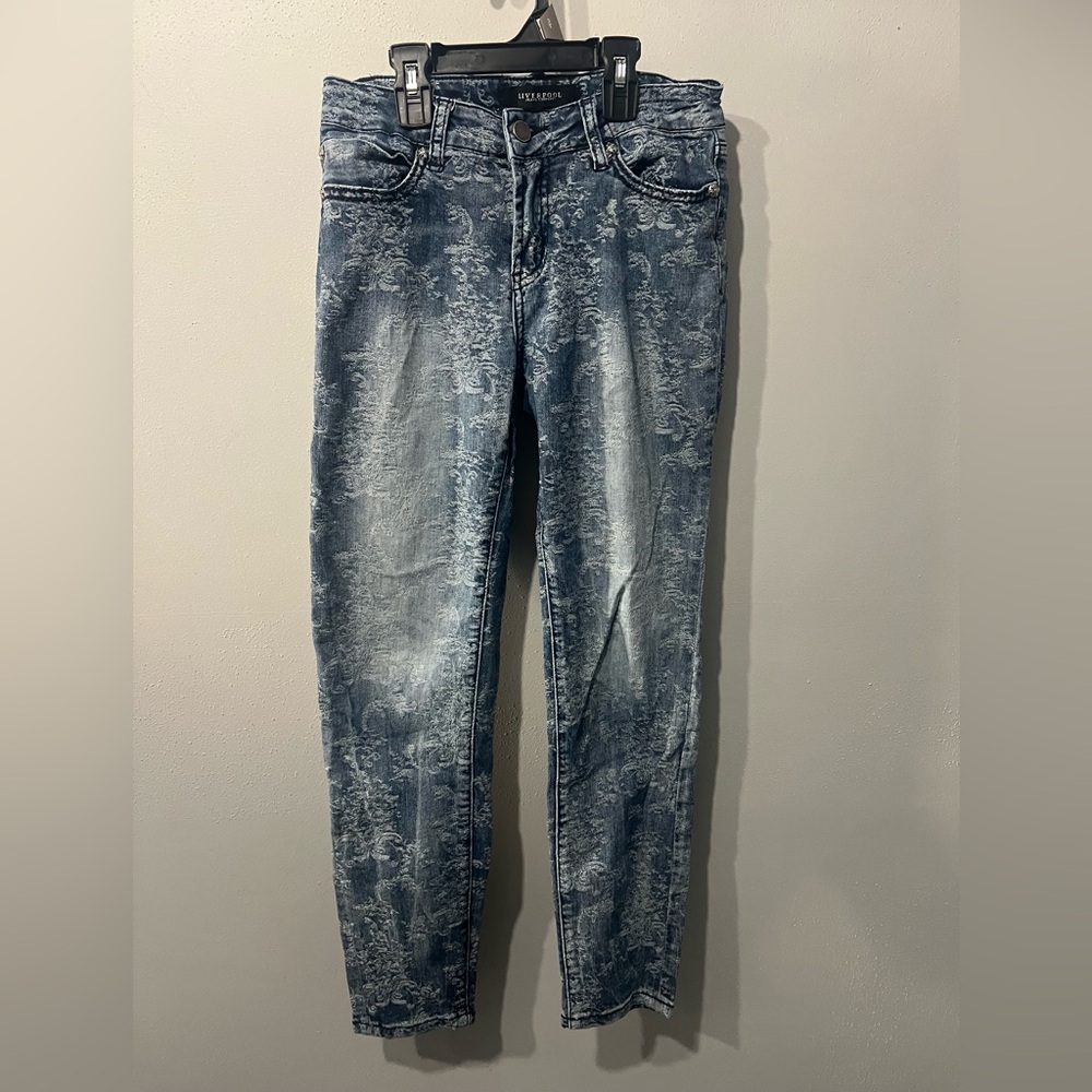 Liverpool Vintage Blue Jeans with Floral Design